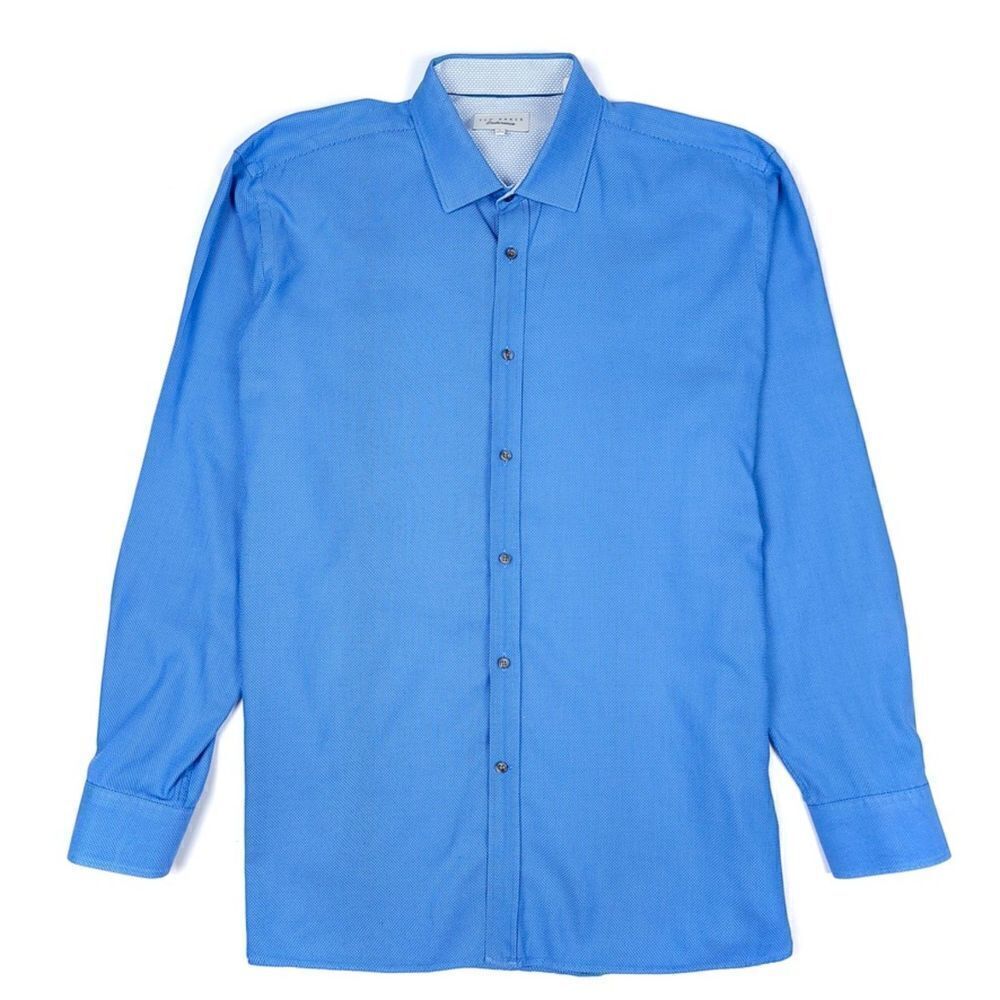 TED BAKER Endurance Long Sleeve Button Down Dress Shirt in Bright Blue Mens 17